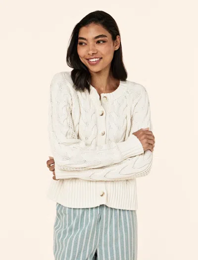 Papinelle Cosy Cable Cotton Cashmere Cardi In Sand