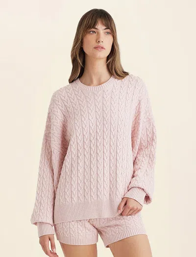Papinelle Cosy Cable Cotton Cashmere Jumper In Pink