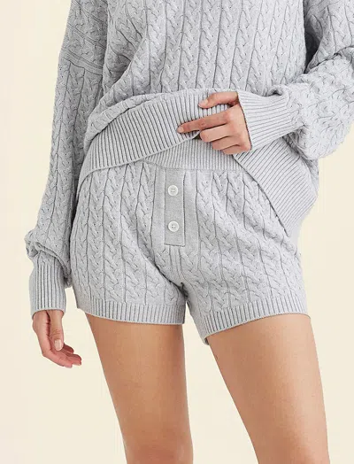 Papinelle Cosy Cable Cotton Cashmere Short In Gray