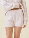 Papinelle Cosy Cable Cotton Cashmere Short In Neutral