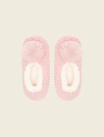 Papinelle Cosy Cable Slipper Socks In Pink