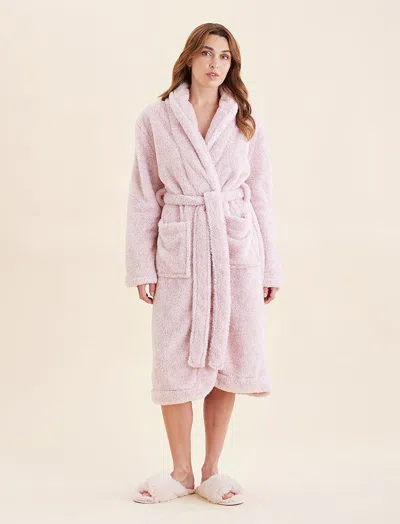 Papinelle Cosy Mid-length Plush Robe In Pink