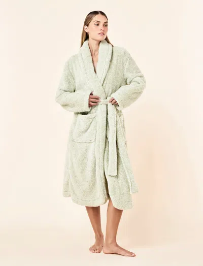Papinelle Cosy Plush Mid-length Robe In Green