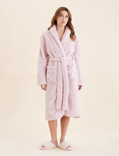 Papinelle Cosy Plush Mid-length Robe In Pink