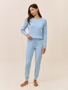 Papinelle Cosy Pointelle Long Sleeve Top And Jogger In Blue