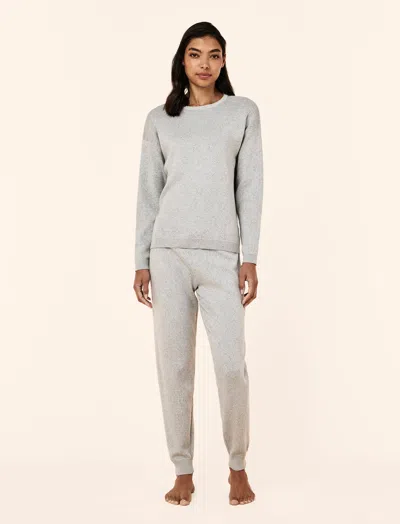 Papinelle Cosy Pointelle Long Sleeve Top And Jogger In Gray