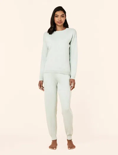 Papinelle Cosy Pointelle Long Sleeve Top And Jogger In Green