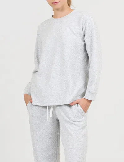 PAPINELLE COSY QUILTED CREW NECK LONG SLEEVE PULLOVER