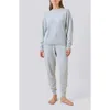 Papinelle Cotton & Cashmere Crewneck Pajama Top In Gray