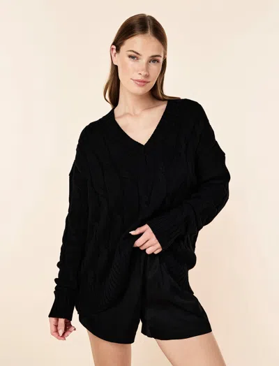 Papinelle Cotton Cashmere Cable V-neck Jumper In Multi