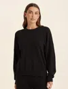 Papinelle Cotton Cashmere Crew Neck Long Sleeve Top In Black