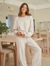 Papinelle Cotton Cashmere Crew Neck Long Sleeve Top In Ecru