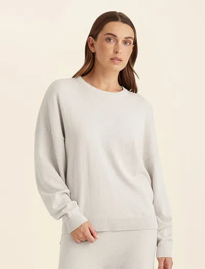 Papinelle Cotton Cashmere Crew Neck Long Sleeve Top In Gray