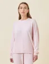 Papinelle Cotton Cashmere Crew Neck Long Sleeve Top In Pink