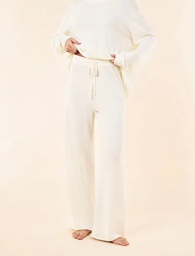Papinelle Cotton Cashmere Fine Knit Full Length Pant In White
