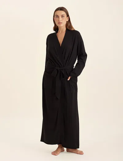 Papinelle Cotton Cashmere Maxi Robe In Black