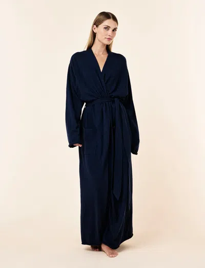 Papinelle Cotton Cashmere Maxi Robe In Blue