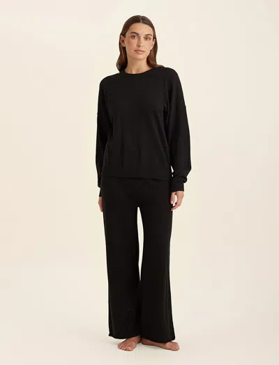 Papinelle Cotton Cashmere Straight Leg Pant In Black