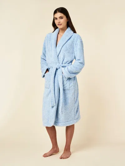 Papinelle Cozy Plush Mid-length Robe In Blue