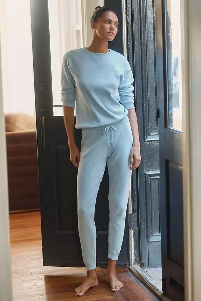 Papinelle Cozy Pointelle Long-sleeve Top & Jogger Pants Set In Blue