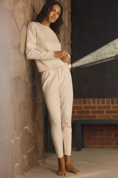 Papinelle Cozy Pointelle Long-sleeve Top & Jogger Pants Set In Neutral