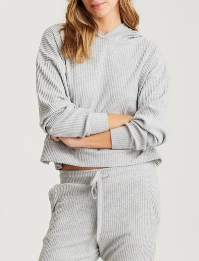 Papinelle Cozy Winter Rib Crop Hoodie In Grey
