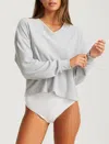 Papinelle Cozy Winter Rib V-neck Top In Grey