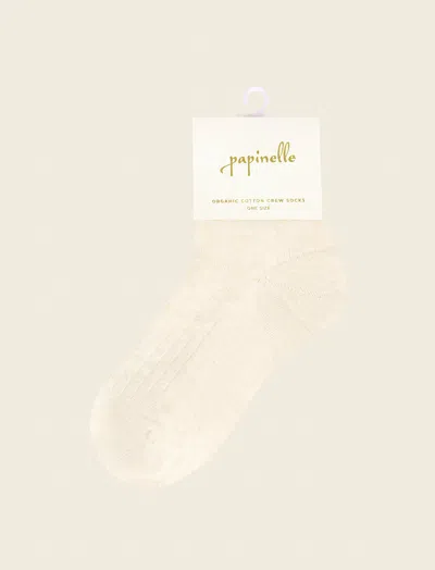 Papinelle Crew Ribbed Socks In Ecru
