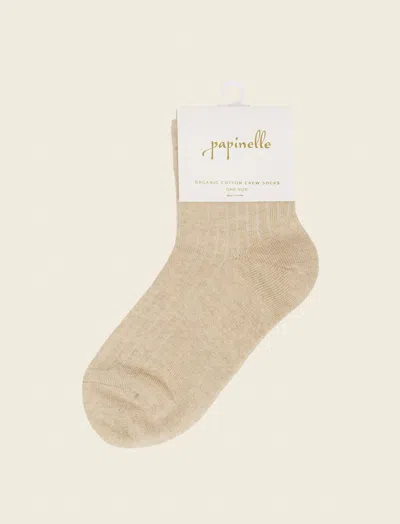 Papinelle Crew Ribbed Socks In Brown