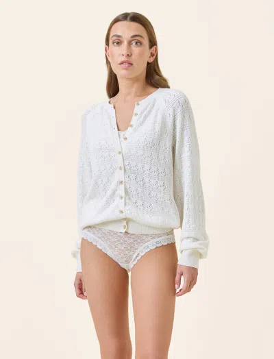 Papinelle Crochet Soft Cotton Cardi In Sand