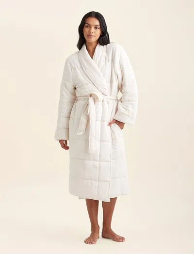 Papinelle Cuddle Puffa Quilted Robe In Sea Salt