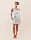 Papinelle Delphine Floral Cotton Sateen Short Pajamas In White