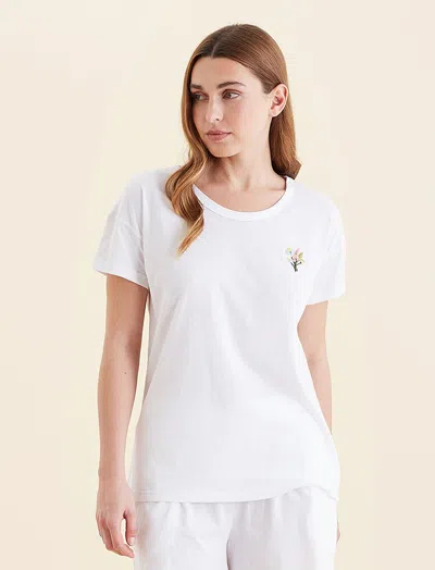 Papinelle Delphine Embroidered Tee In White