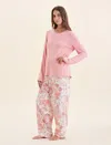 Papinelle Ella Cozy Pant With Feather Soft Top In Strawberry