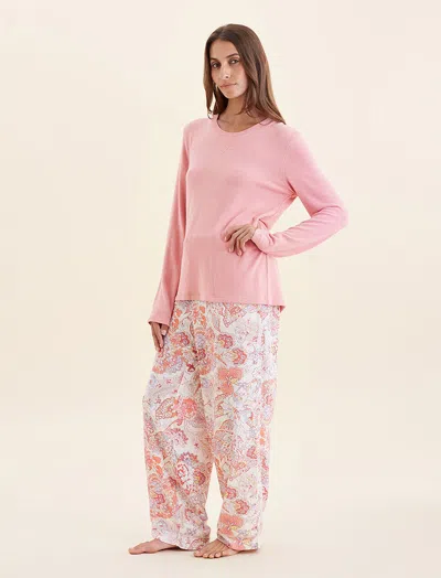 Papinelle Ella Cozy Pant With Feather Soft Top In Strawberry