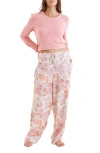 Papinelle Ella Cozy Pant With Feather Soft Top In Strawberry