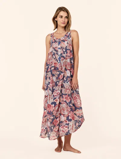 Papinelle Ella Panel Front Maxi Nightgown In Multi