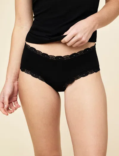 Papinelle Ellie Lace Trim Boyshort Knicker In Black
