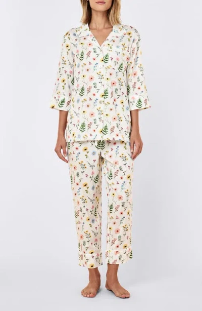 Papinelle Elodie Cotton Sateen Crop Pajamas In Neutral