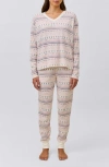 Papinelle Fair Isle Waffle Knit Pajamas In Pink