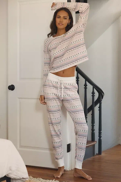 Papinelle Fairisle Waffle-knit Pajama Set In Pink