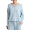 Papinelle Feather Soft Long Sleeve Boxy Henley In Cloud Blue