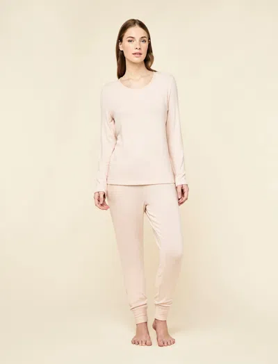 Papinelle Feather Soft Long Sleeve Top And Jogger In Nude