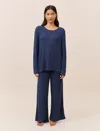 Papinelle Feather Soft Long Sleeve Top & Wide Leg Pant In Blue