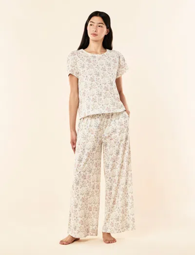 Papinelle Floral Remedy Knit Boxy Tee In Ecru
