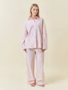Papinelle French Stripe Full Length Pj Set In Pink