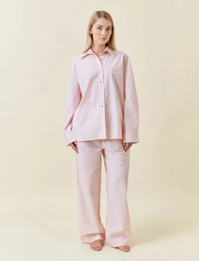 Papinelle French Stripe Full Length Pj Set In Pink
