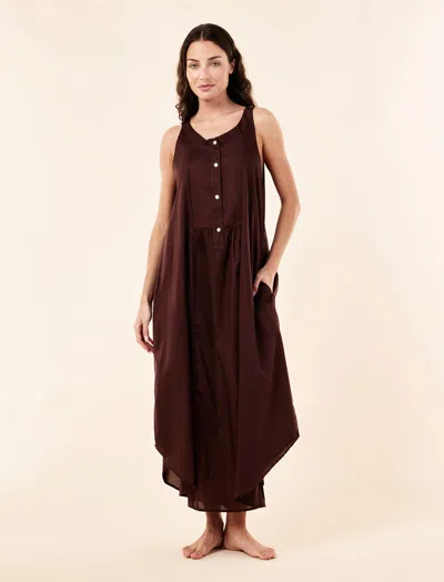 Papinelle Gemma Madison Panel Front Maxi Nightie In Brown