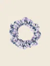 Papinelle Gingham Scrunchie In Navy & Wisteria
