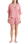 Papinelle Gingham Seersucker Short Pajamas In Blue